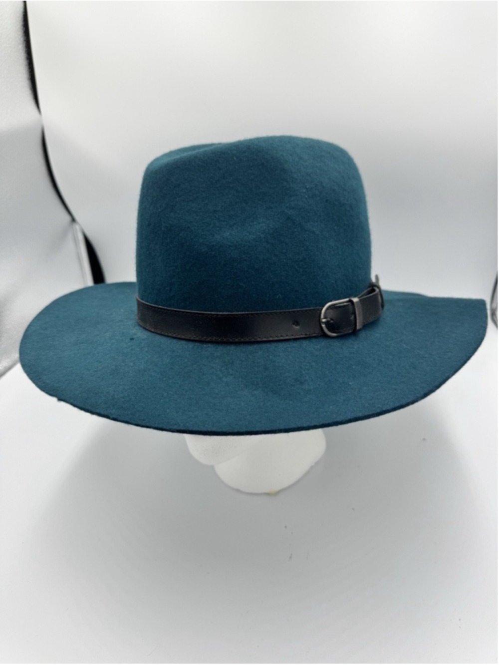 Michael Stars Grey Wide Brim Fedora Women's Teal 100% Wool Boho Indie Hippie